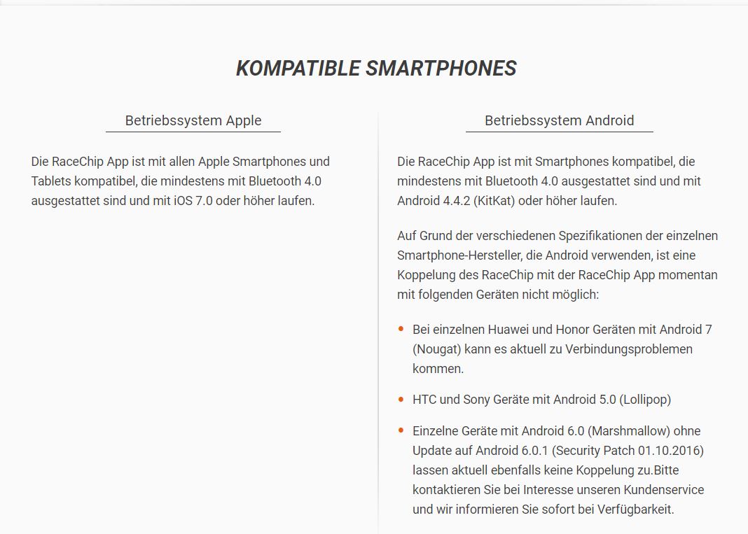 Kompatible Smartphones