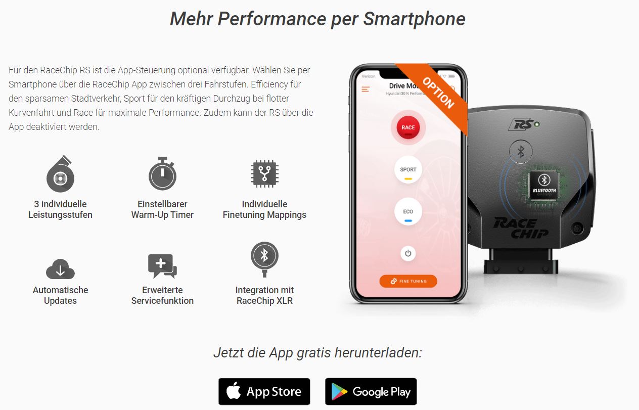 RaceChip RS App Funktionen